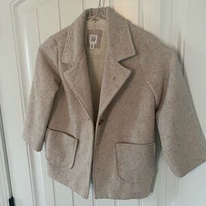 GAP Cream Speckled Wool-Blend Kids Pea Coat